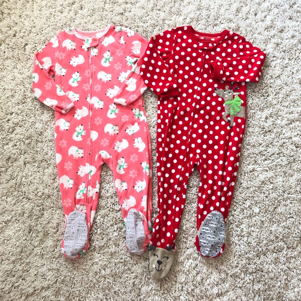 Bundle of 3 Carter fleece footie PJs size 3T